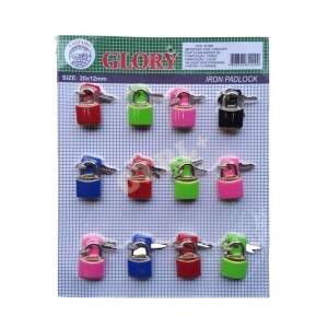 CADEADO 20MM C/ 12 UN. (CAPA COLORIDA)