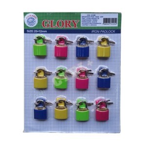 CADEADO 25MM C/ 12 UN. (CAPA COLORIDA)