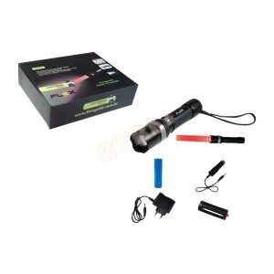 LANTERNA TÁTICA LED 2000 LUMENS 800W RECARREGÁVEL C/ BASTÃO SINALIZADOR