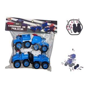 KIT DE VEÍCULOS DA POLÍCIA DESMONTÁVEIS C/ 5 PCS.
