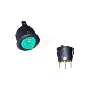 CHAVE GANGORRA ON/OFF 6A 250V / 10A 125V - VERDE (3 TERMINAIS - KCD1-105)