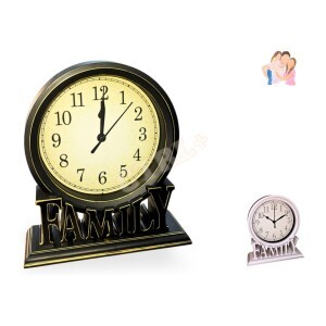 RELÓGIO DE MESA DECORATIVO RETRÔ / RÚSTICO COM BASE FAMÍLIA