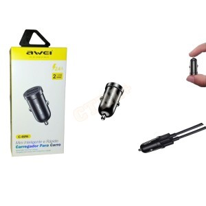 CARREGADOR VEICULAR 2.4A 12-24V (AWEI)