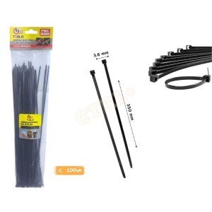 ABRAÇADEIRA DE NYLON 3,6MM X 350MM C/ 100 UN